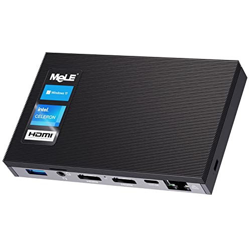 MeLE Quieter3Q Fanless Mini PC Celeron N5105 8GB 128GB, Windows 11 pro Portable Small Desktop HDMI Gigabit Ethernet, Industrial IoT Micro PC Unlock Bios Auto Power on, SSD PXE VESA Mount