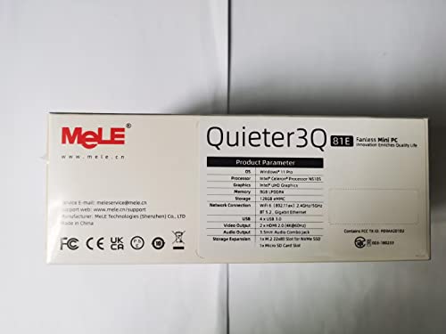 MeLE Quieter3Q Fanless Mini PC Celeron N5105 8GB 128GB, Windows 11 pro Portable Small Desktop HDMI Gigabit Ethernet, Industrial IoT Micro PC Unlock Bios Auto Power on, SSD PXE VESA Mount