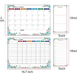 VKOPA Dry Erase Calendar Whiteboard. Set of 4 Magnetic Calendars for Refrigerator, Monthly, Weekly Organizer & Daily Notepad . Planner Board & Fridge Family Calendar. 8 Markers 1 Eraser, White