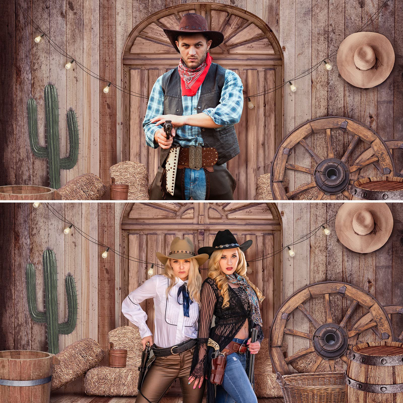 Cowboy Decorations Backdrop Western Party Decorations Rustic Background Banner Props Barn Farm Wild West Party Backdrop Vinyl Cowboy Birthday Supplies for Birthday Country Photography(5 x 7 ft)