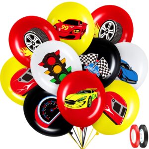 40 pack race cars balloons birthday party supplies,12 inch checkered flags racing party latex balloons for race fans birthday party one two fast birthday party decorations supplies