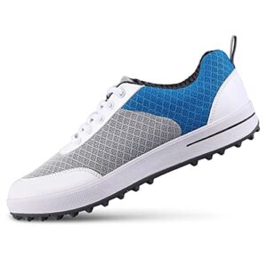 zhensi women's golf shoes spikeless mesh sneakers lightweight breathable ladies summer golf trainers,blue,7.5