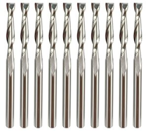 cnc carbide end mills 1/8" router bits sprial cnc router bits two flute 3.175mm spiral upcut milling cutter for wood pvc mdf hardwood 10pcs (3.175x25x45mm)