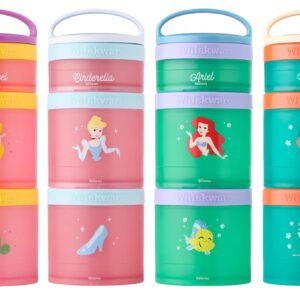 Whiskware Disney Princess Stackable Snack Containers for Kids and Toddlers, 3 Stackable Snack Cups for School and Travel, Mulan and Cri-Kee