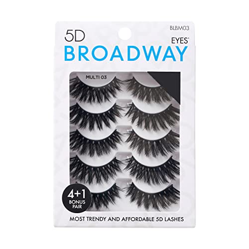 Broadway Lashes Strip False Eyelashes Multipack Fake Eyelashes Natural to Dramatic Look Lash Set 5 Pairs (03)