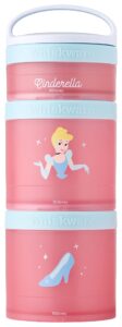 whiskware disney princess stackable snack containers for kids and toddlers, 3 stackable snack cups for school and travel, cinderella