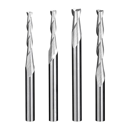 CNC Carbide End Mills 1/8" Router Bits Sprial CNC Router Bits Two Flute 3.175mm Spiral Upcut Milling Cutter for Wood PVC MDF Hardwood 10pcs (3.175x32x55mm)