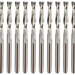 CNC Carbide End Mills 1/8" Router Bits Sprial CNC Router Bits Two Flute 3.175mm Spiral Upcut Milling Cutter for Wood PVC MDF Hardwood 10pcs (3.175x32x55mm)