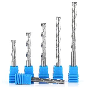 CNC Carbide End Mills 1/8" Router Bits Sprial CNC Router Bits Two Flute 3.175mm Spiral Upcut Milling Cutter for Wood PVC MDF Hardwood 10pcs (3.175x32x55mm)