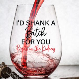 Friend Gifts for Women | Funny Wine Glass for Women | Humorous Gifts for Birthday Gifts for Friends Female | Cute Christmas Friendship Gifts Ideas for Women Funny Going Away Gifts | 15 oz Stemless