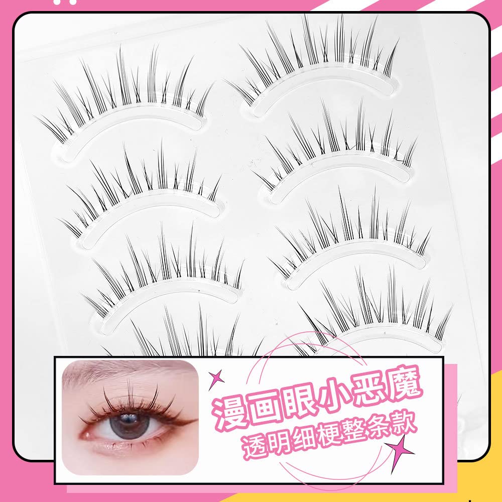 LASGOOS Fake Eyelashes Natural Look False Eye Lashes Daily Strip Cross Clear Band 6-12mm Cross Lashes Invisible Thin band Cute Lash for Wedding Daily Work Eye Makeup 5 Pairs