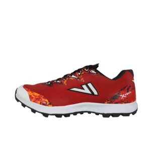 vj shoes xtrm2 ocr shoes - trail running shoes women and mens with a full length rock plate - made for rocky and technical mountain trails and obstacle course races - women's 12.5/men's 11 red