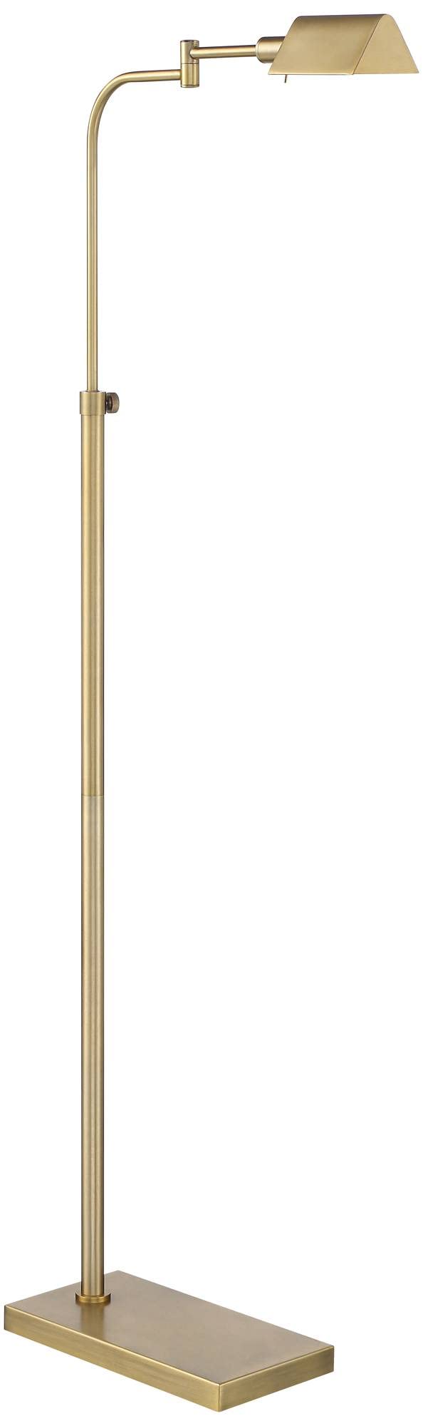 Possini Euro Design Keegan Traditional Swing Arm Pharmacy Floor Lamp 54 1/4" Tall Warm Gold Adjustable Metal Shade Decor for Living Room Reading House Bedroom Home Office House