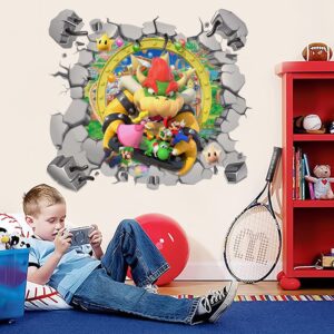 QZHONTH New Game Mario Flies Off The Wall 3D Break Stickers for Living Room Kids Decor Boys Girl Gift Bedroom Poster Mural Wallpaper Removable PVC (23'' x 25''), Red1, 23'' 35'' (202111015)