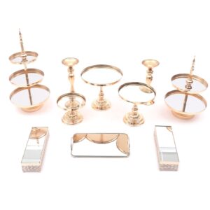 10 piece set cake stand gold cupcake stand round gloss shiny metal dessert cupcake stand for birthday party,baby shower,anniversary, afternoon tea