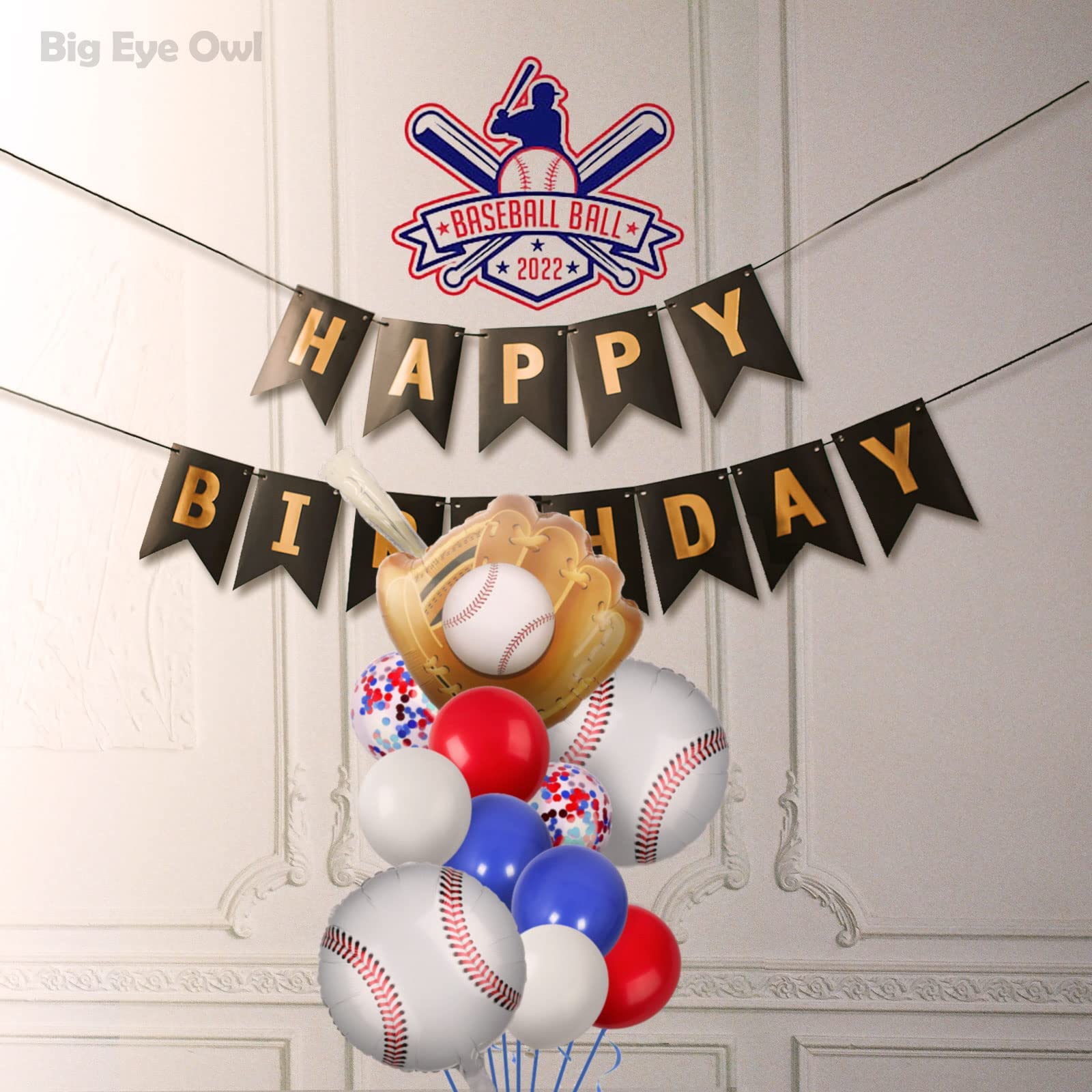 Baseball Balloons Birthday Party Supplies Decorations Glove Round Baseball Bat Theme Mylar Confetti Red and Blue white Foil Balloon Boy Baby Shower