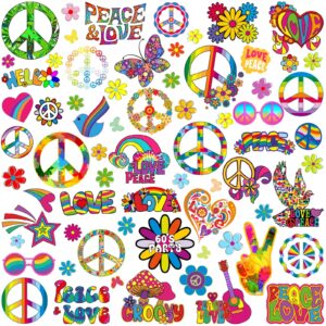 demissle 280 pieces hippie temporary tattoos butterfly flower love and peace lucky rainbow tattoos groovy hippie temporary fake tattoos decor school rewards for kids 70s groovy party favors