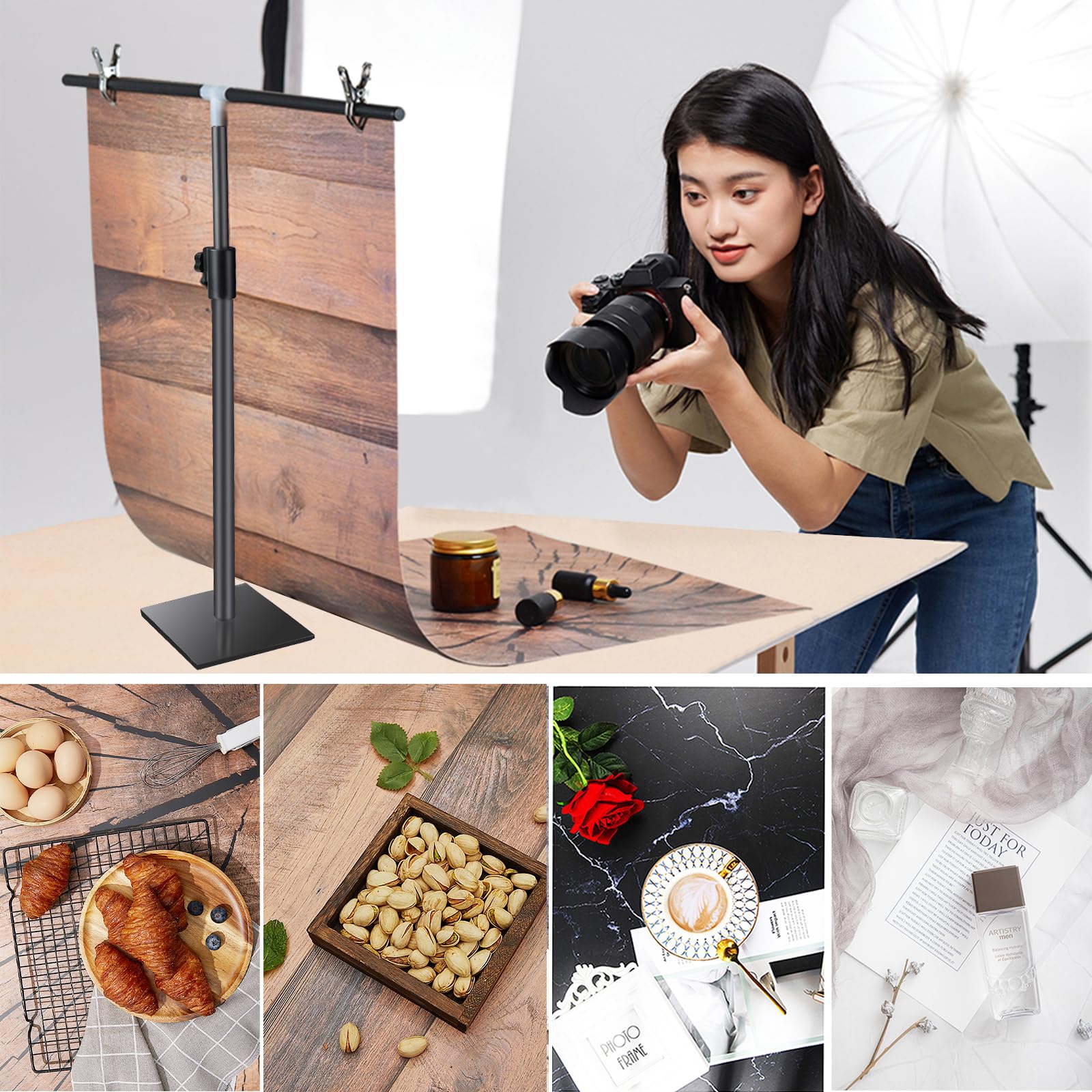 Yoocheese Product Photography Backdrops Background: Flat Lay Seamless Paper for Food - Small Tabletop Photo Shoot Props for Jewelry (22x34in Color)