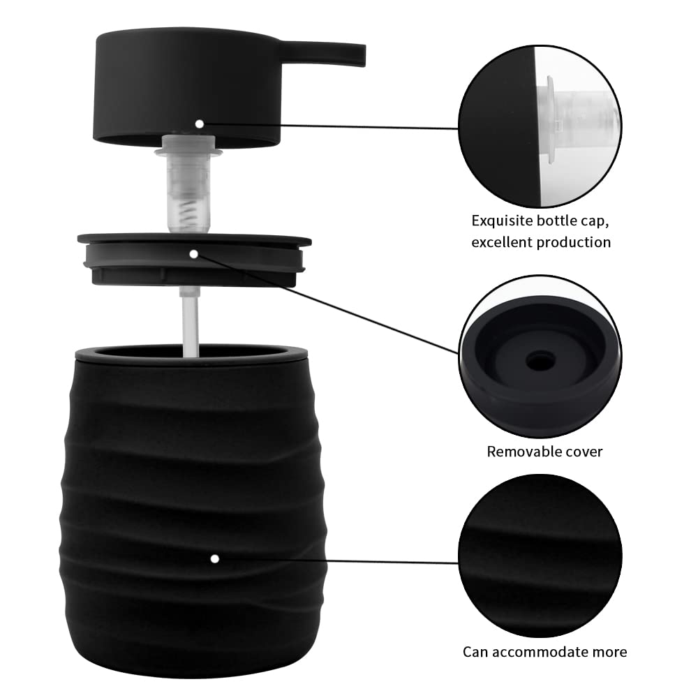 Hand Soap Dispenser Plastic Pump Rust Resistant Leak-Proof Non-Slip Refillable Liquid Hand Sanitizer Dispenser for Bathroom, Kitchen Sink 7.7oz - Black