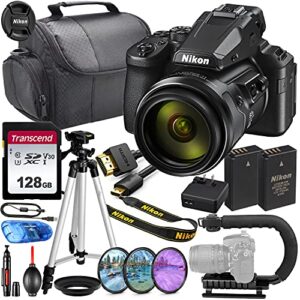 nikon intl. coolpix p950 digital camera mfr #26532 bundle + 128gb high speed v30 memory + video u-bracket + bag, hd filters and more (renewed)