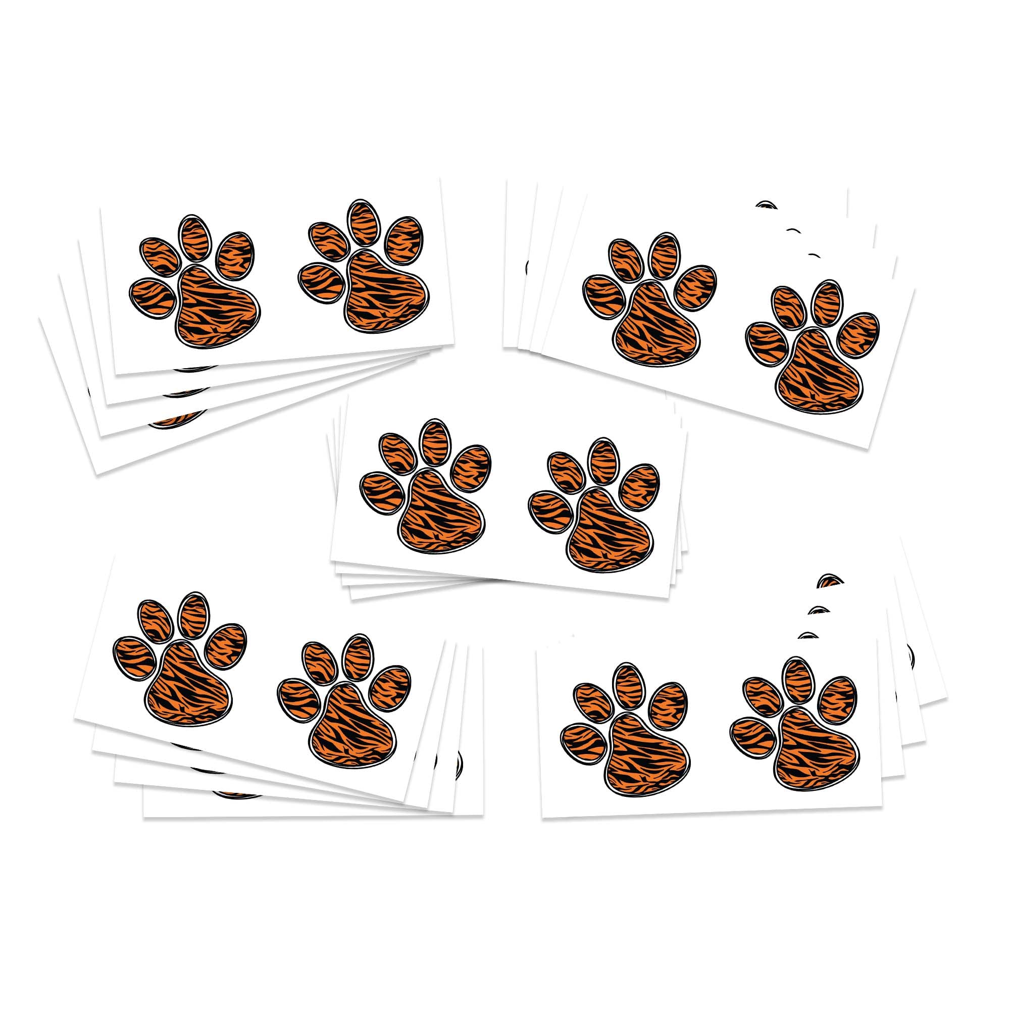 FashionTats Tiger Print Paw Prints Temporary Tattoos | 20 Pack | Skin Safe | MADE IN THE USA | Removable