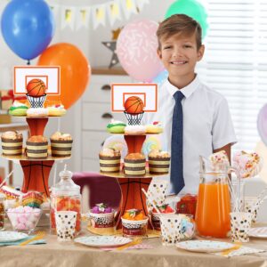 Basketball Theme Party Cupcake Stand Decorations, 3 Tier Sports Theme Party Cupcake Tower Baseball Basketball Birthday Party Table Decorations for Teenagers Baseball Basketball Sports (Basketball)