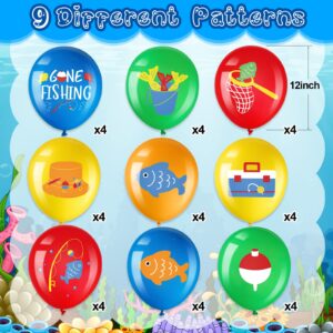 36 Packs Fish Bobber Balloons Latex Fish Party Balloon Fish Under the Sea Party Decorations Gone Fishing Birthday Party Supplies Sea Creature Party Decorations, 12 Inches (Gone Fishing Style)