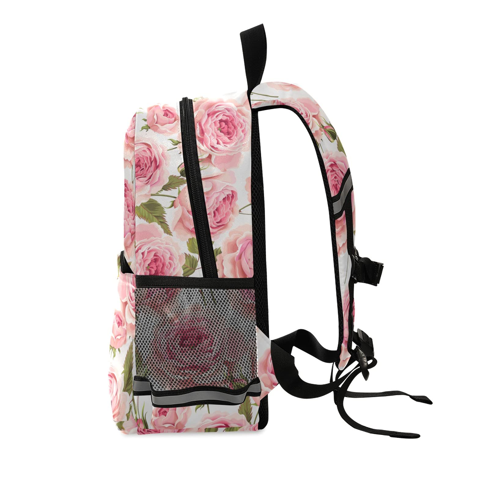 ALAZA Pink Rose Flower Kids Backpack Purse for Girls Boys Kindergarten Preschool Floral School Bag w/Chest Clip Leash Reflective Strip