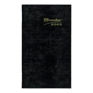 brownline 2023 essential two-week pocket planner, 12 months, january to december, stitched binding, 6" x 3.5", black (c5626.81z-23)