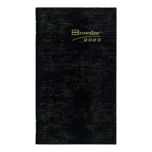 Brownline 2023 Essential Two-Week Pocket Planner, 12 Months, January to December, Stitched Binding, 6" x 3.5", Black (C5626.81Z-23)