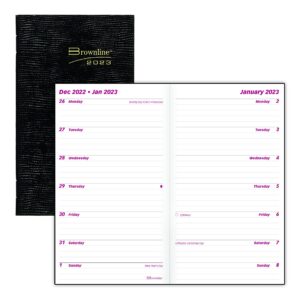 Brownline 2023 Essential Two-Week Pocket Planner, 12 Months, January to December, Stitched Binding, 6" x 3.5", Black (C5626.81Z-23)