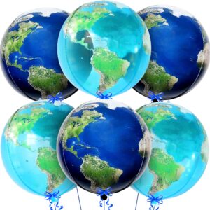 katchon, globe balloons for globe decorations - big 22 inch, pack 6 | world balloons for around the world decorations | mylar earth balloons for bon voyage party decorations, travel party decorations