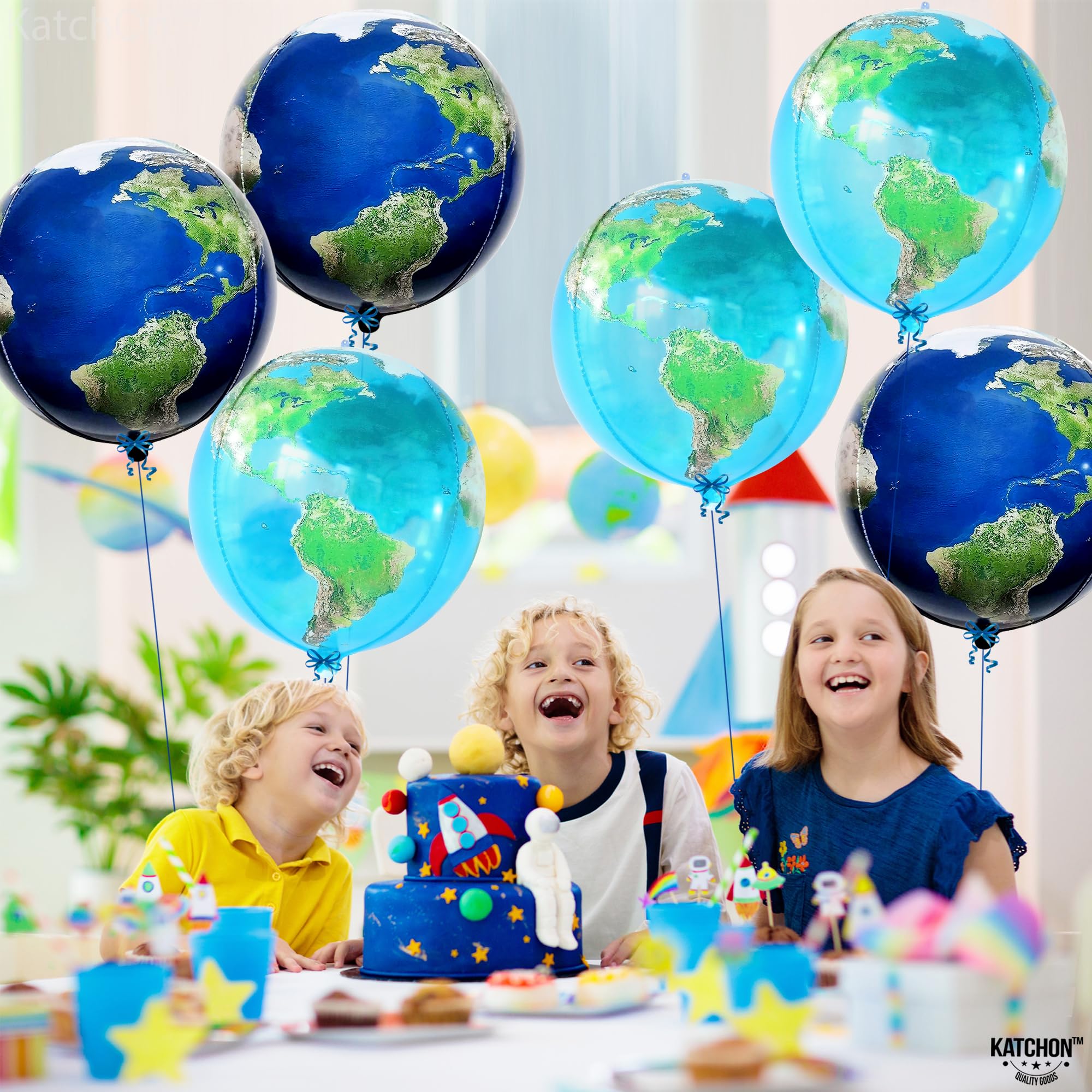 KatchOn, Globe Balloons for Globe Decorations - Big 22 Inch, Pack 6 | World Balloons for Around The World Decorations | Mylar Earth Balloons for Bon Voyage Party Decorations, Travel Party Decorations