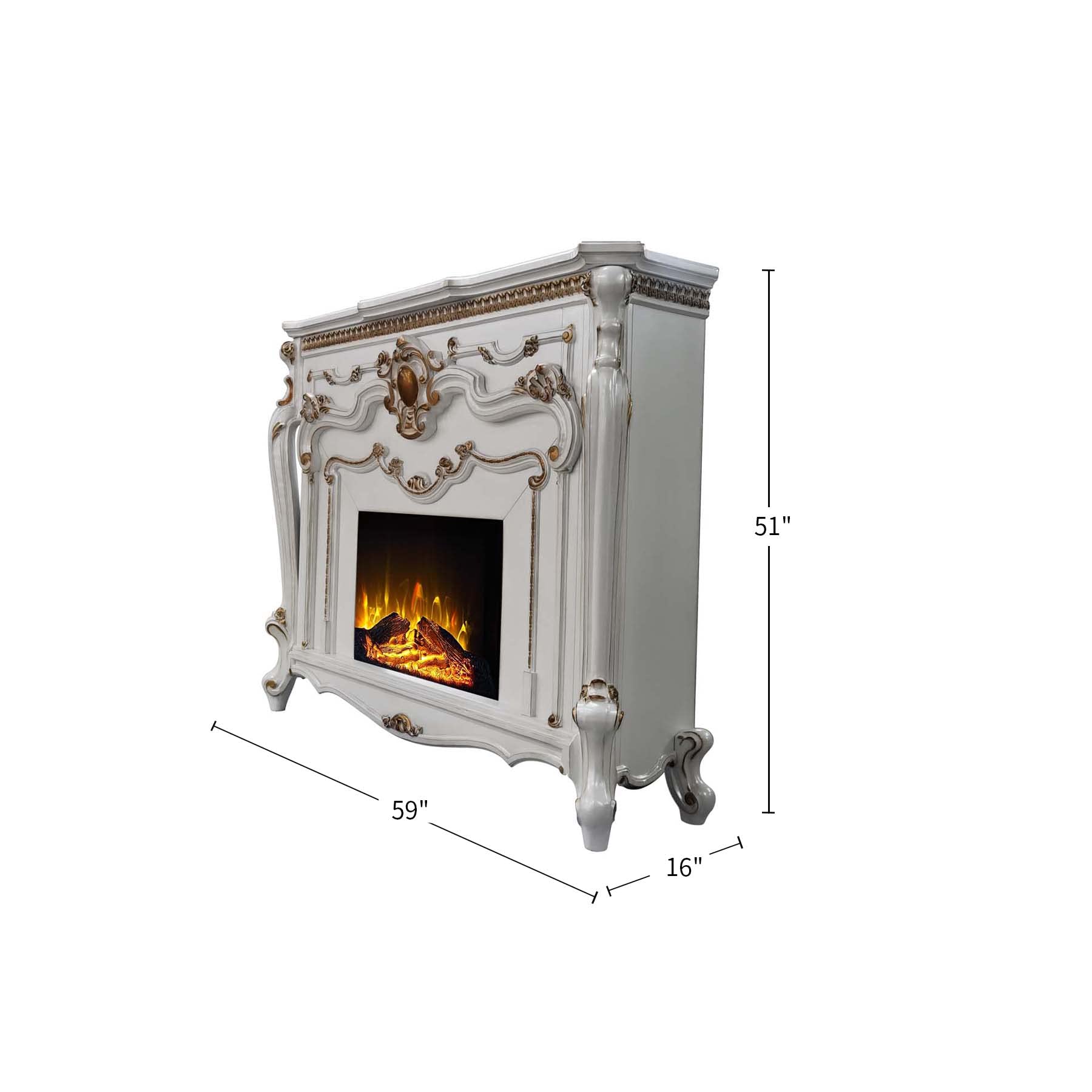 Picardy Fireplace in Antique Pearl Finish