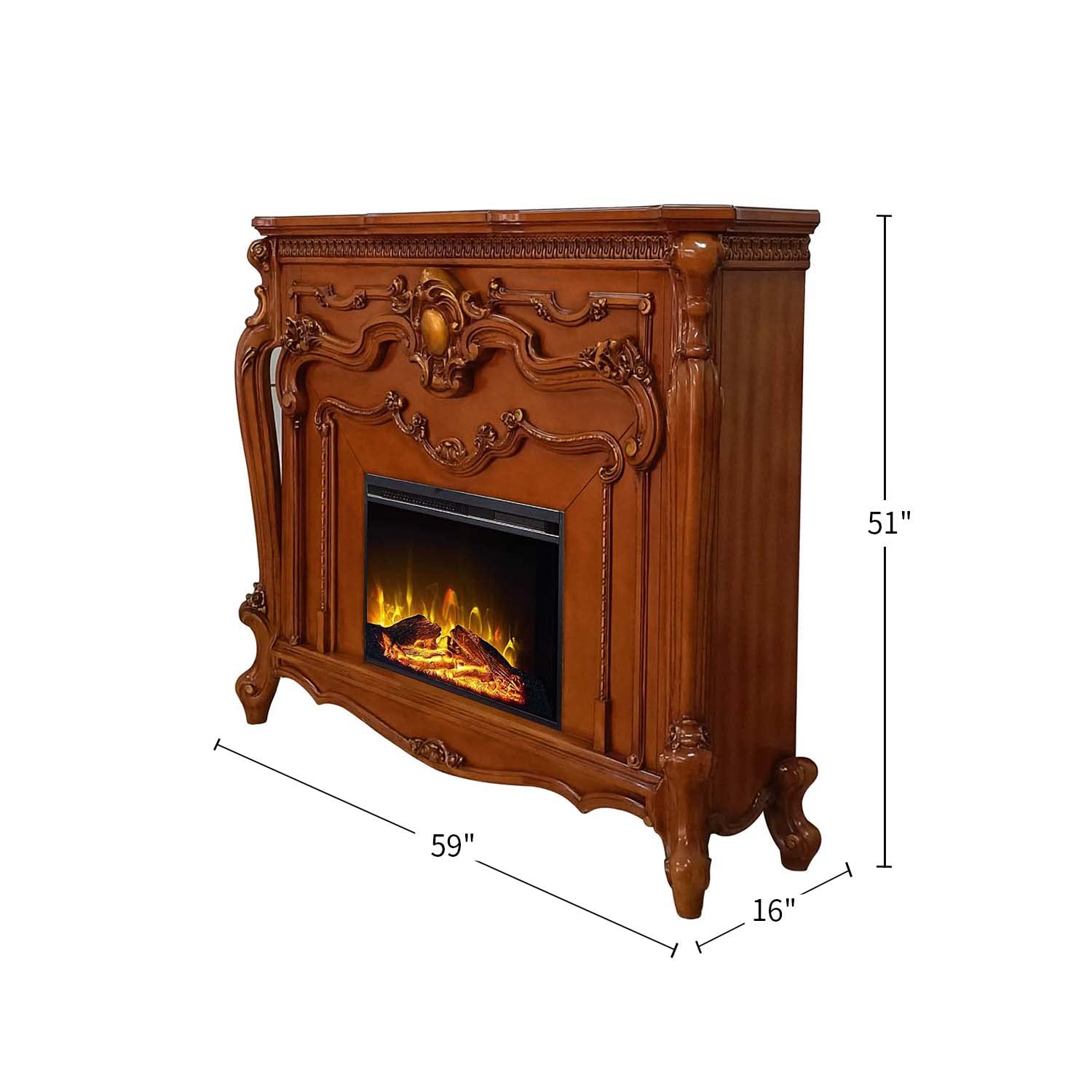 Electric Fireplace Infrared Heater in Honey Finish