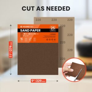 25PCS Sandpaper Sheets, Atosun Premium Sand Paper 9" x11", Multipurpose 80,120, 220 Grit Sandpaper - Multipurpose Professional Sandpaper for Wood, Metal, Paint & Plastic