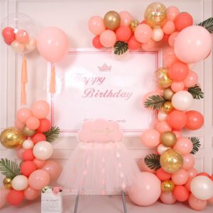 Coral Balloons,3 Different Sizes 77 Pack Coral Balloons 12 Inch,5 Inch,10 Inch Coral Balloon Garland Arch Kit for Birthday Valentines Baby Shower Wedding