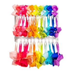 ollirovey metal 30 hook medium size headband display and headband organizer for girls hair bows holds up to 120 hair accessories 4 per hook - hooks adjustable - wall mounted
