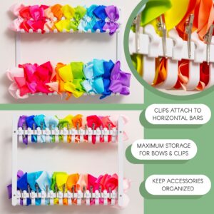 Ollirovey Metal 30 Hook Medium Size Headband Display and Headband Organizer for Girls Hair Bows Holds up to 120 Hair Accessories 4 per Hook - Hooks Adjustable - Wall Mounted