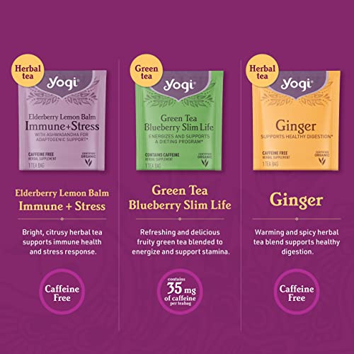 Favorites Yogi Tea Organic Sampler Gift Box - Assorted Delicious Wellness Teas - 9 Herbal, Green & Black Teas - Tea Gift Set & Variety Pack (45 Tea Bags)