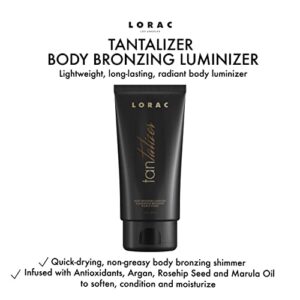 LORAC Tantalizer Body Bronzing Luminizer, Travel Size | Bronzing Lotion | Full Body Bronzer, Antioxidant Infused, Cruelty Free, Gluten Free, Vegan
