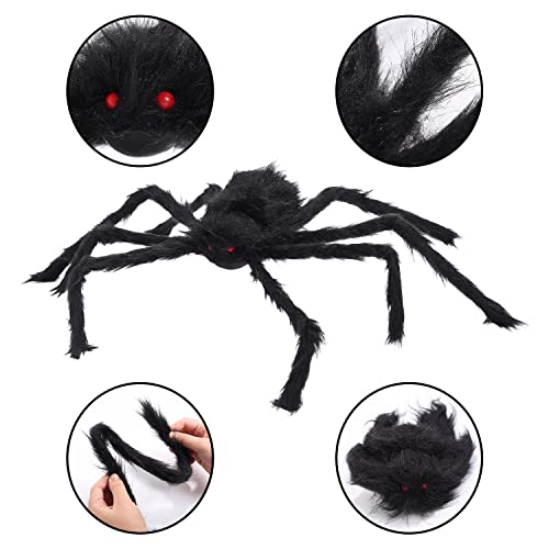 HOLYFUN 6 Pack Halloween Spiders Decorations, Giant Spiders with Red Eyes, Halloween Indoor and Outdoor Party Decor for Yard Patio Lawn Garden