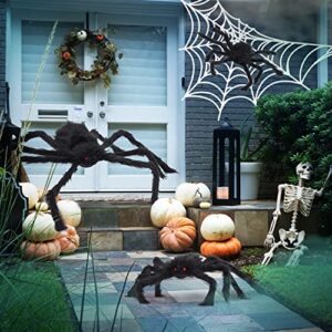 HOLYFUN 6 Pack Halloween Spiders Decorations, Giant Spiders with Red Eyes, Halloween Indoor and Outdoor Party Decor for Yard Patio Lawn Garden