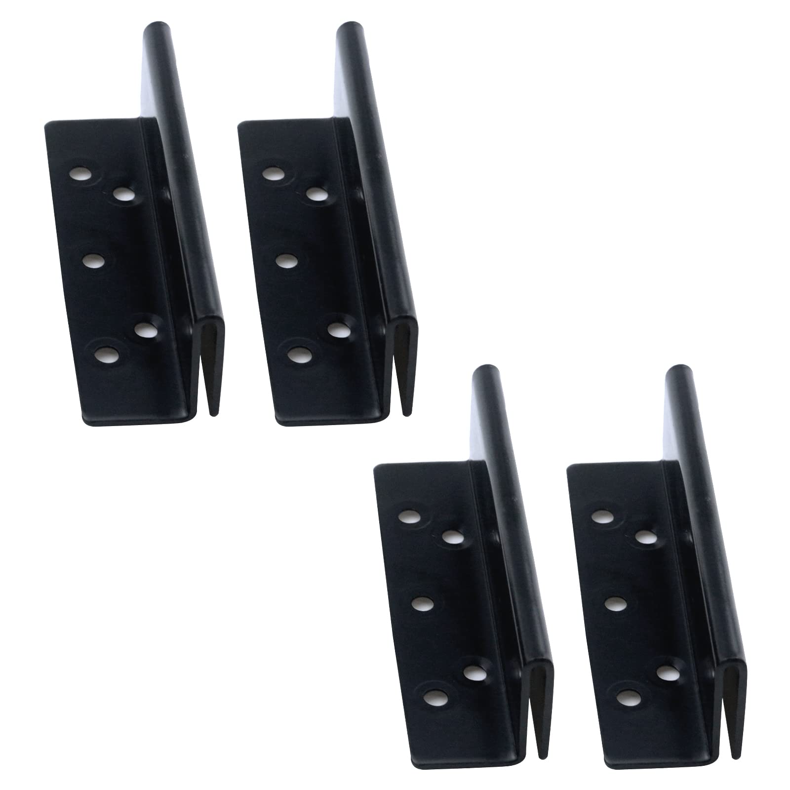 Curqia 4pcs Black Bed Frame Post Double Pin Hook Heavy Duty Bed Post Bed Slot Brackets with Screws for Wooden Bed