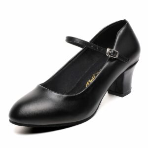 womens black latin salsa character shoes ballroom dance heels prom wedding shoes dress pump (7.5 / black)
