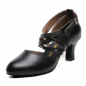 womens black cross strap character shoes latin salsa ballroom dance heels wedding dress pumps (8 / black)