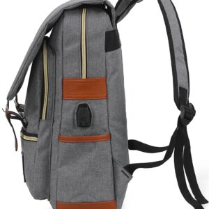 Xinveen Vintage Laptop Backpack Travelling Backpack Casual Daypacks School Shoulder Bag for Men Women Light Grey