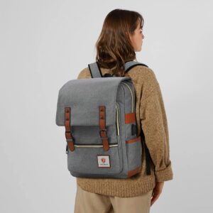 Xinveen Vintage Laptop Backpack Travelling Backpack Casual Daypacks School Shoulder Bag for Men Women Light Grey