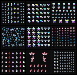 le fu li 9 sheets eye body face gems makeup gems jewels rhinestone stickers self adhesive crystal rainbow makeup diamonds face stick gems for women festival accessory and nail art decorations…