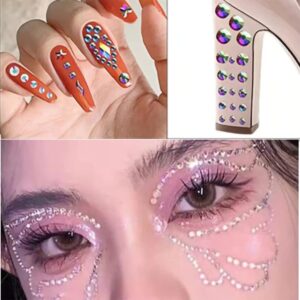 Le Fu Li 9 Sheets Eye Body Face Gems Makeup gems Jewels Rhinestone Stickers Self Adhesive Crystal Rainbow Makeup Diamonds Face Stick Gems for Women Festival Accessory and Nail Art Decorations…